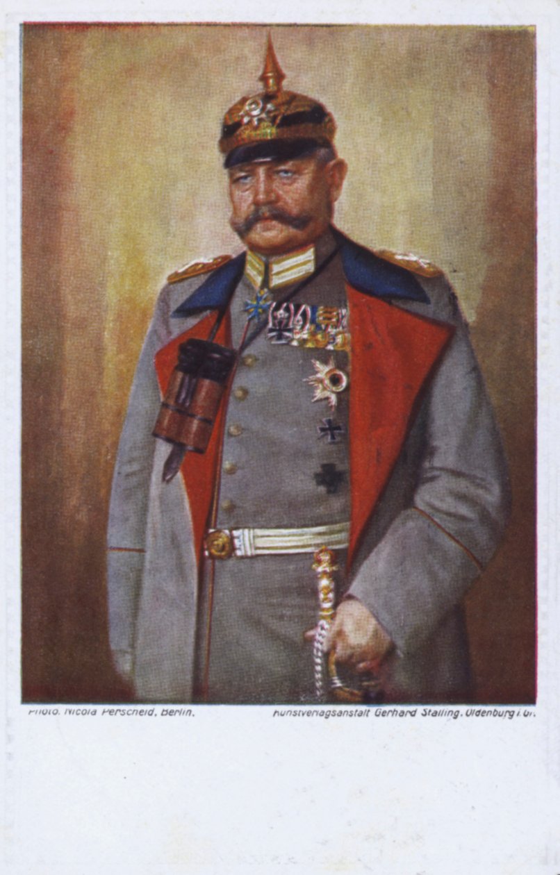 Paul von Hindenburg tábornagy, a német hadsereg parancsnoka az I. világháborúban (színes litográfia) alkotó: German School