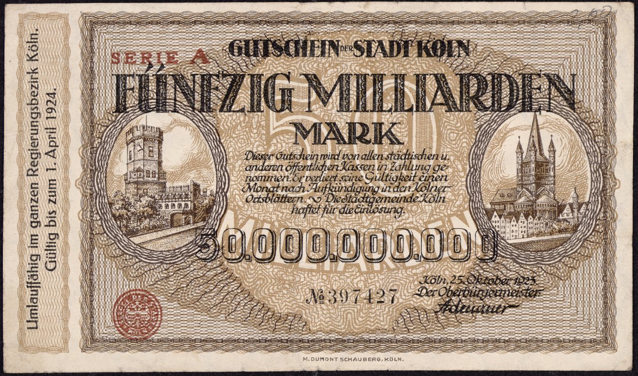 Ötvenmilliárd márka bankjegy, 1923 alkotó: German School