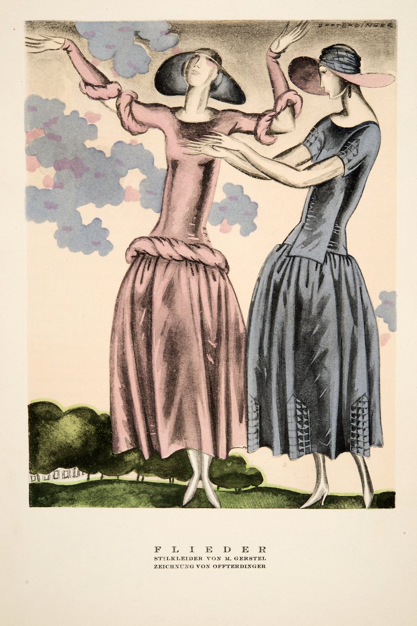 "Flieder", M. Gerstel ruházati reklámja, Styl, 1922-es kiadás (pochoir print) alkotó: German School