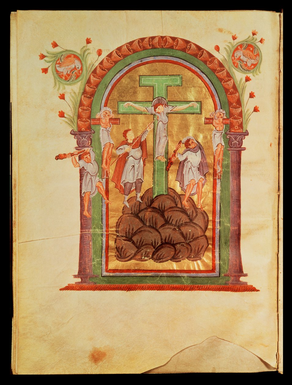 Fol.223v A keresztre feszítés, III. Ottó evangéliumaiból, 996 körül alkotó: German School