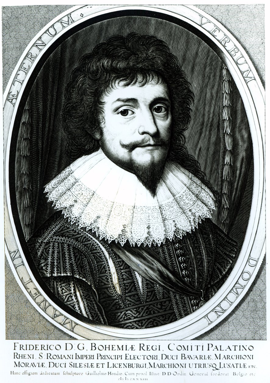 V. Frigyes (1596-1632), cseh király, rajnai pfalzi választófejedelem, Willem Hondius (1597 körül - 1660 között) metszete, 1633. alkotó: German School