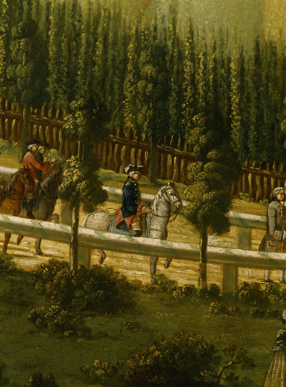 Nagy Frigyes lóháton a Sanssouci melletti Maulbeerallee-ban, 1770 alkotó: German School