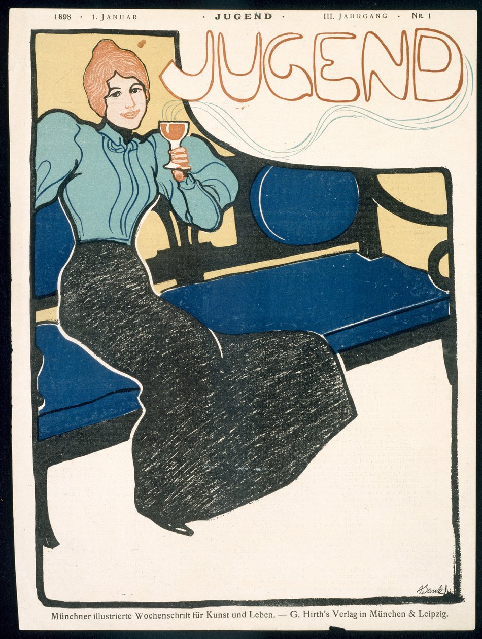 A Jugend Magazin címlapja, 1898. január alkotó: German School