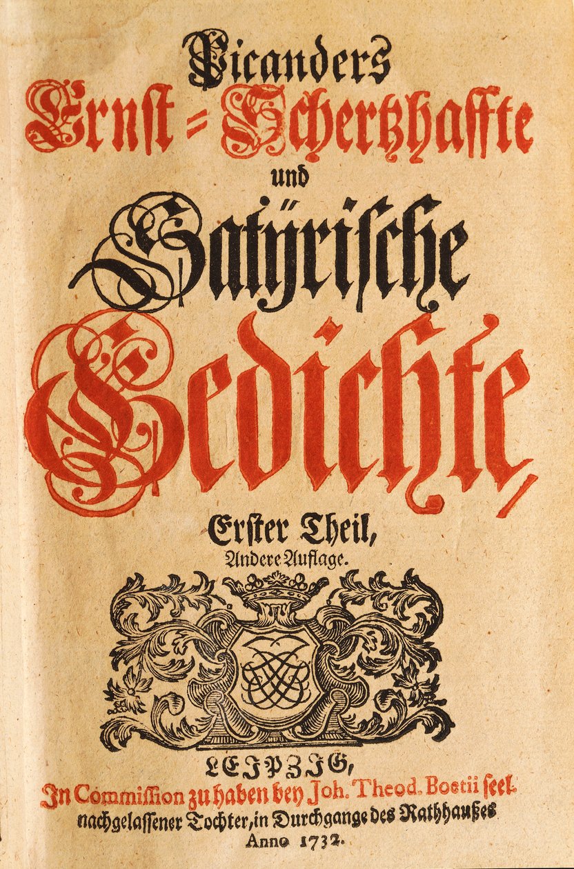 Picander (Christian Friedrich Heinrici) "Szatirikus versek" címlapja alkotó: German School