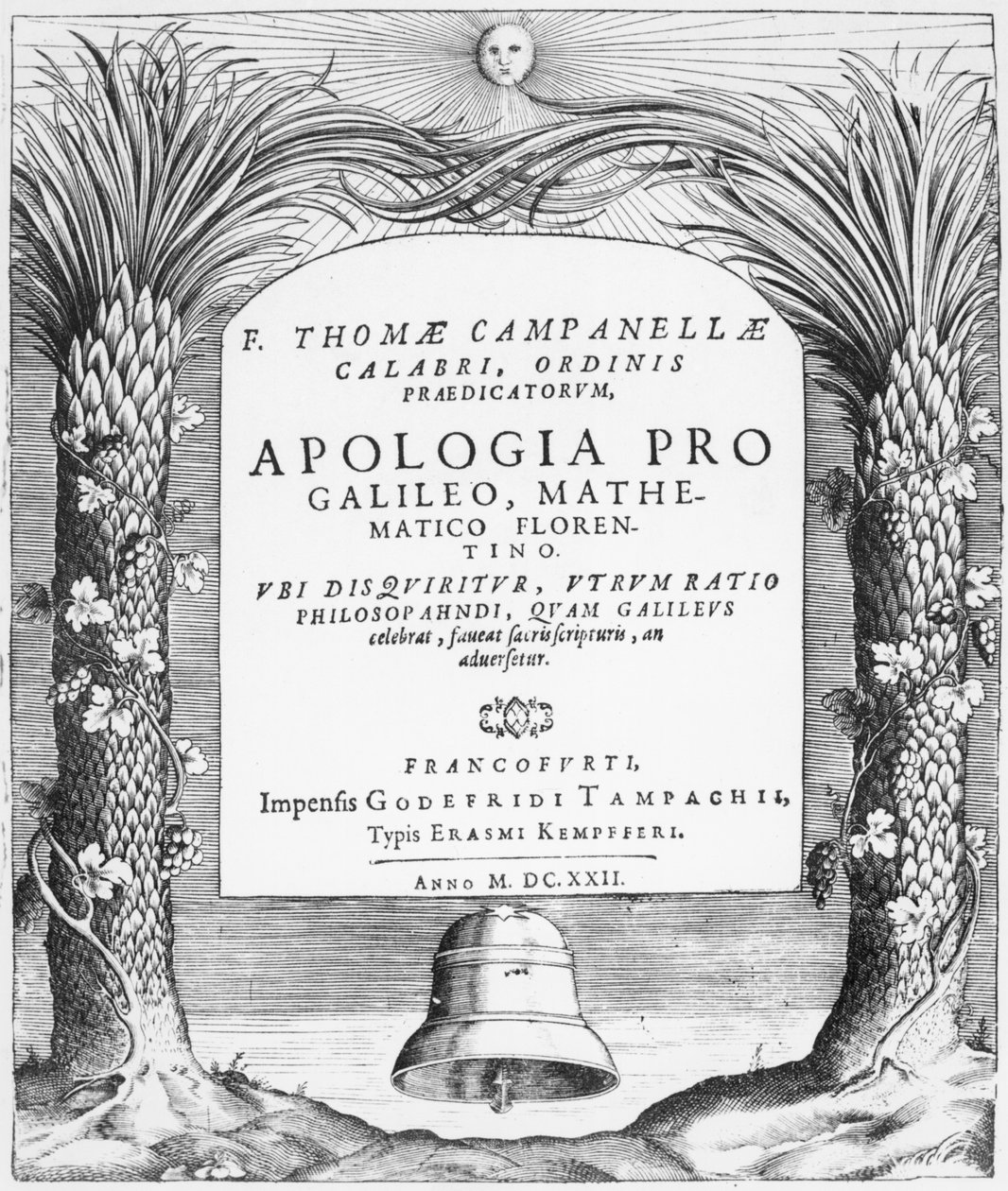 Tommaso Campanella Apologia pro Galileo, Mathematico Florentino címlapja, Frankfurtban, 1622 alkotó: German School