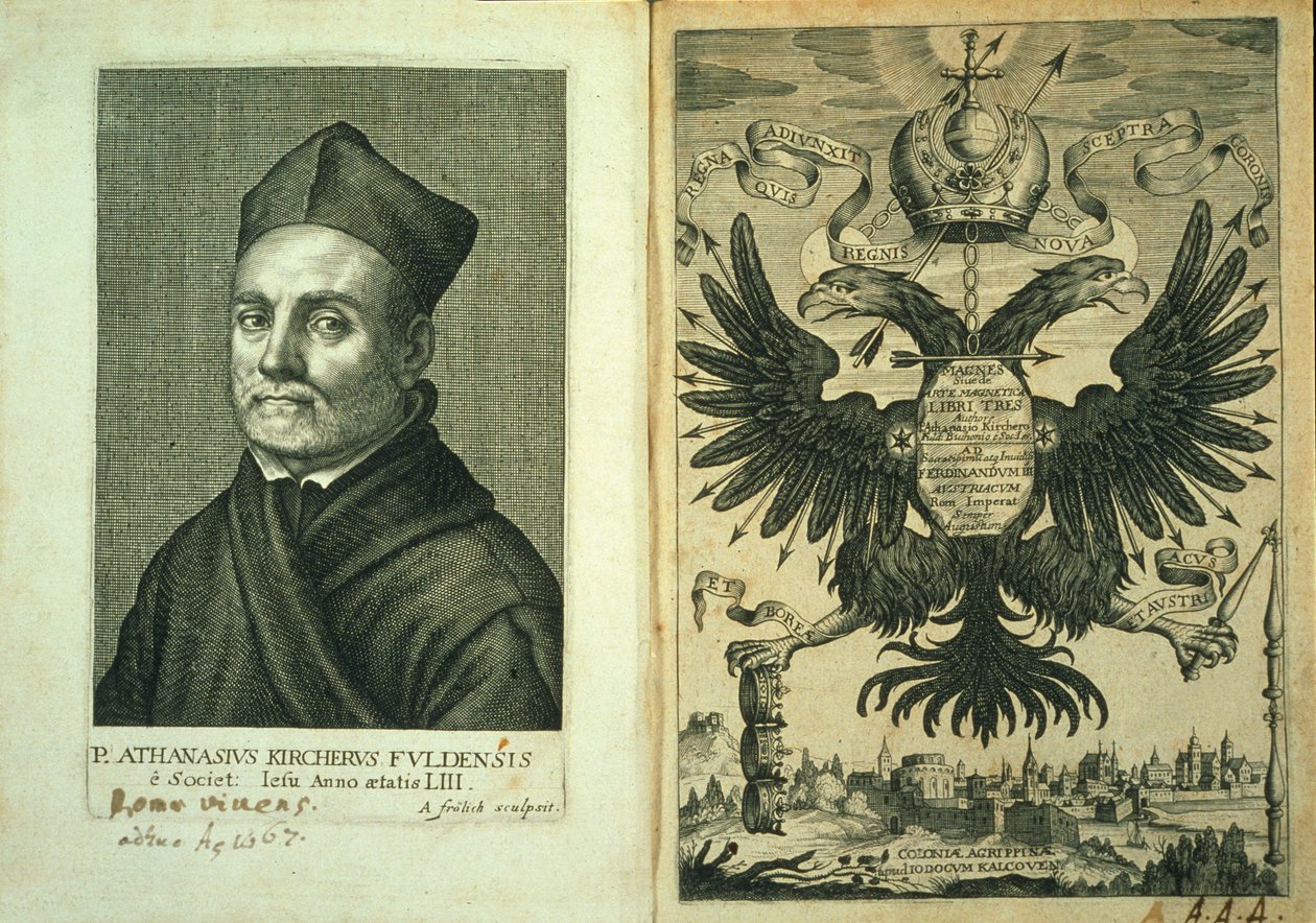 Magnes előlapja vagy Athanasius Kircher háromoldalú művének mágneses művészete, 1643 alkotó: German School