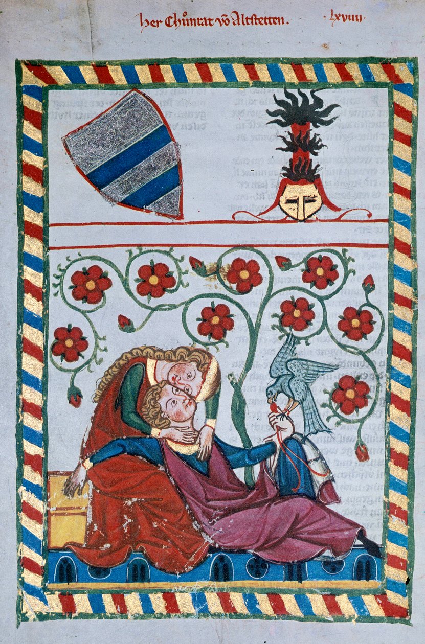 Galáns jelenet a középkorban. A dalszerző Manesse megvilágítása alkotó: German School