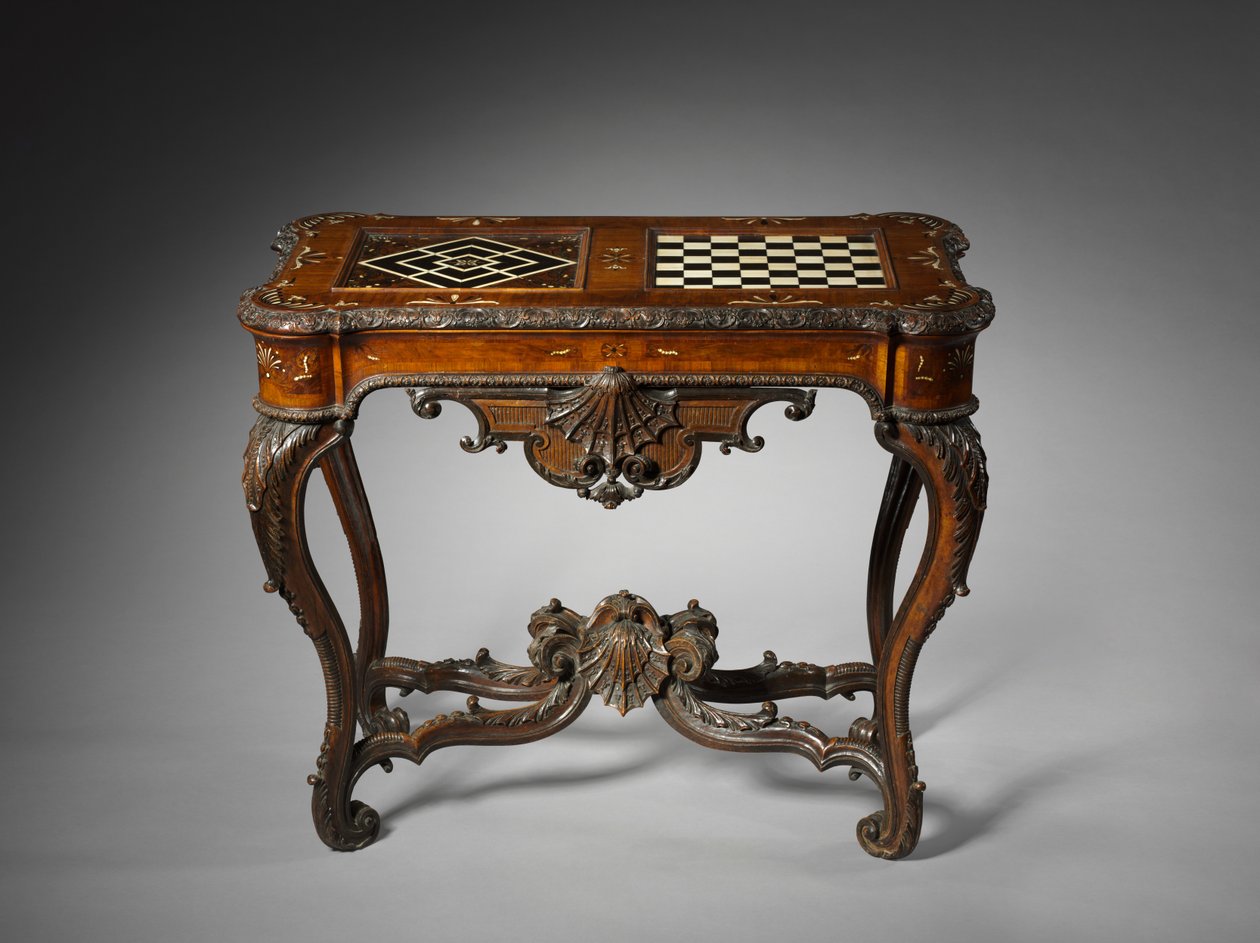 Gaming Table, Mainz, 1735 körül (fa és elefántcsont intarzia) alkotó: German School