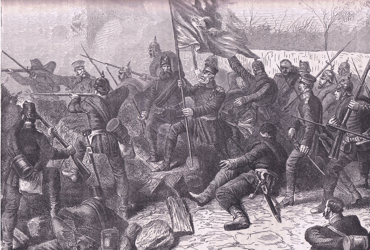 Von Budretzky tábornok, aki a Le Bourget elleni támadást vezette, Cassells: A Franciaország és Németország közötti háború története, Cassell and Company Limited, 1890 körül (litho) alkotó: German School