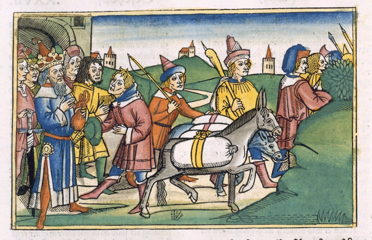 1Móz 41 14-24 A fáraó álma, a "Nürnbergi Bibliából (Biblia Sacra Germanaica)" (színes fametszet) alkotó: German School