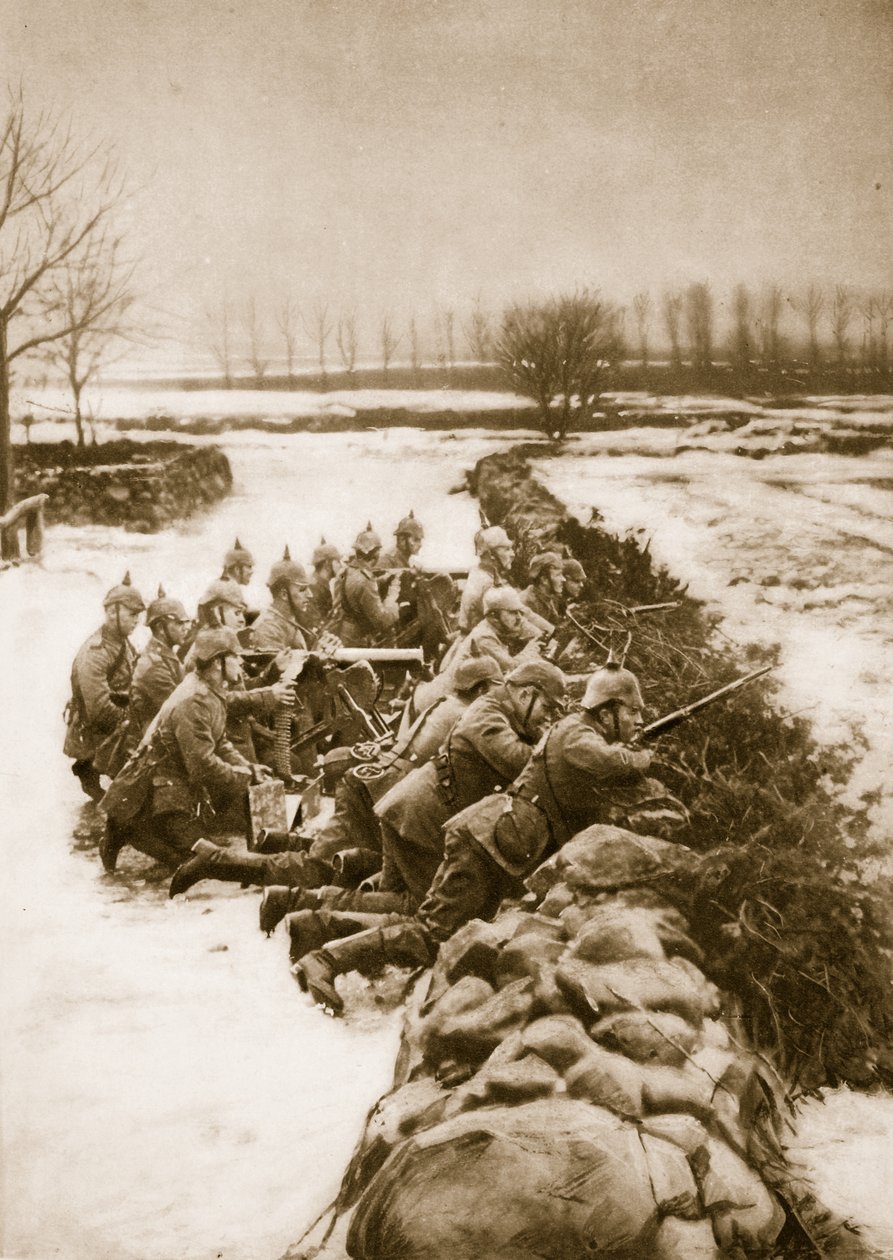 Barikádot tartó német géppuskás szakasz Lengyelországban, 1914-19 alkotó: German School