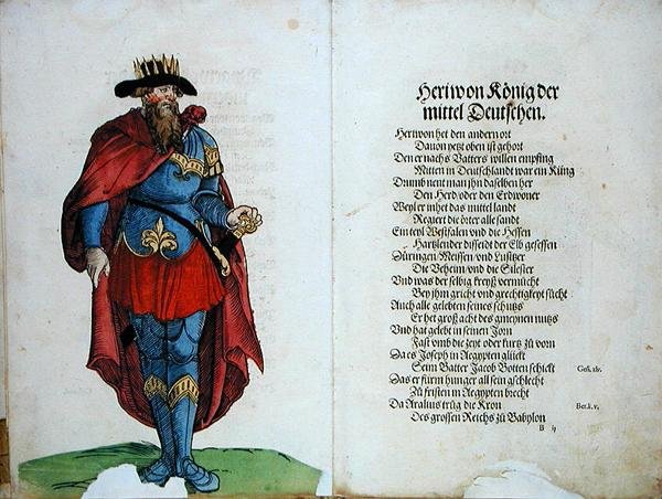 Heriwon, a középnémetek királya „A német nemzet első tizenkét öreg királyának és hercegének eredete” c. alkotó: German School