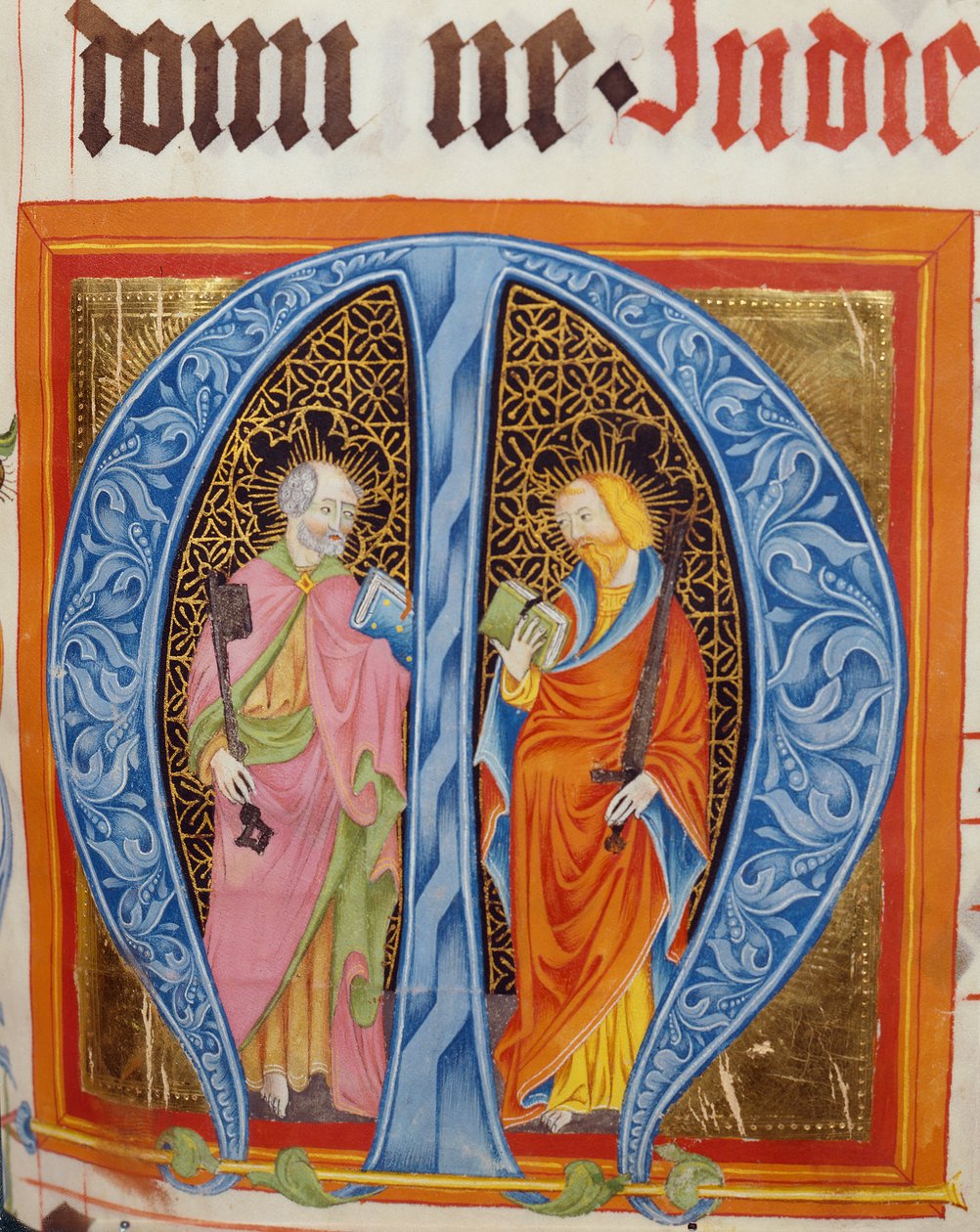 Történelmi kezdetű M Szent Péterrel és Pállal, Friedrich Zollner Langenzenni Graduáljából, 1439-42 alkotó: German School