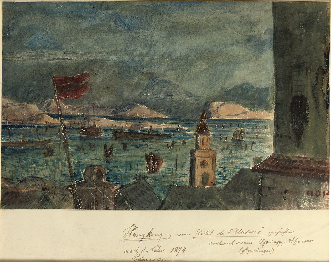 Hongkong a Hotel de l"Univers-től: Ázsia áprilisa, 1874 alkotó: German School