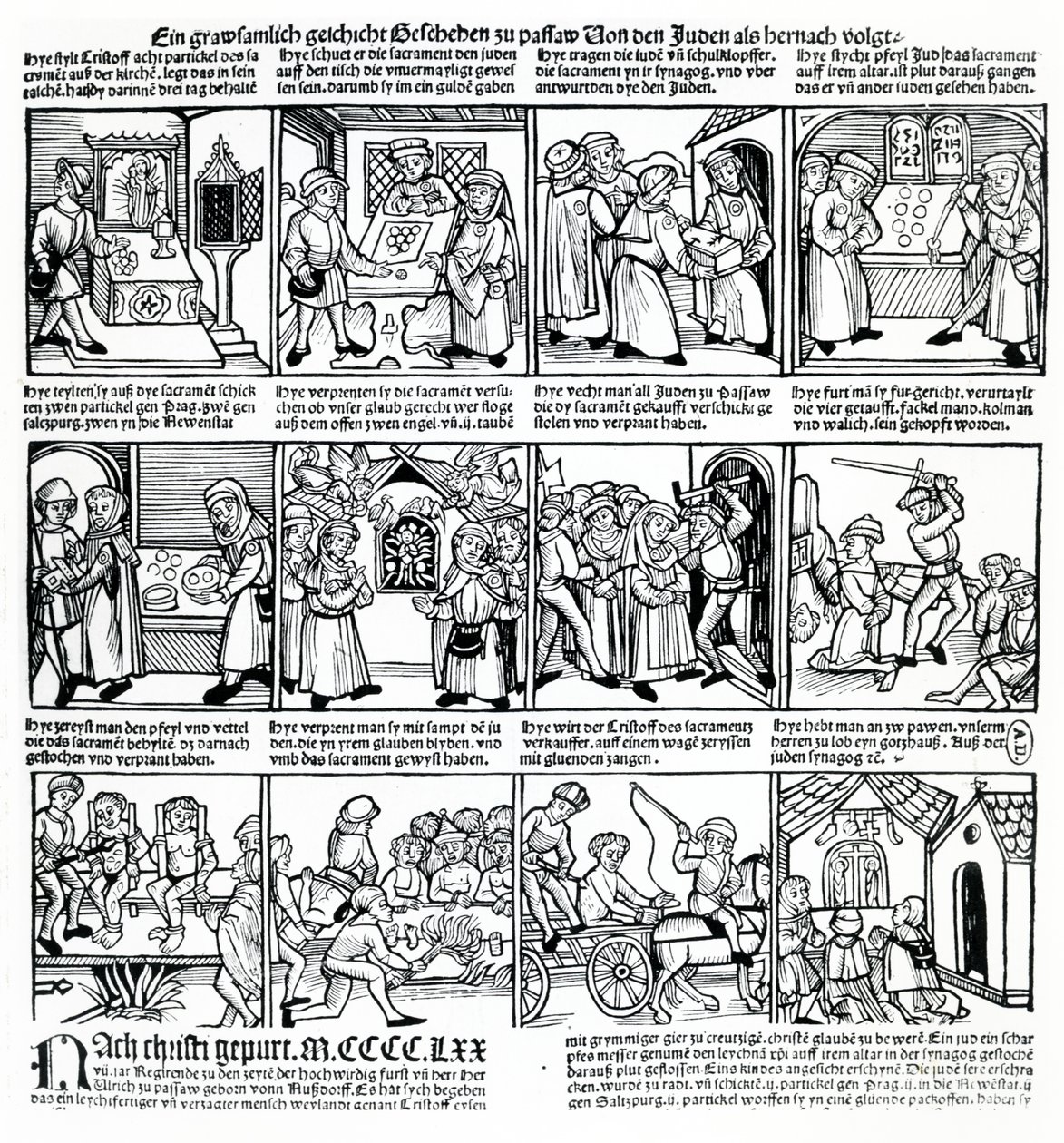 A passaui zsidók 1477-ben megszentségtelenítették a gazdatestet alkotó: German School