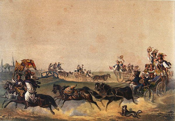 Magyar Esküvői Menet, 1855 körül (színes litó) alkotó: German School