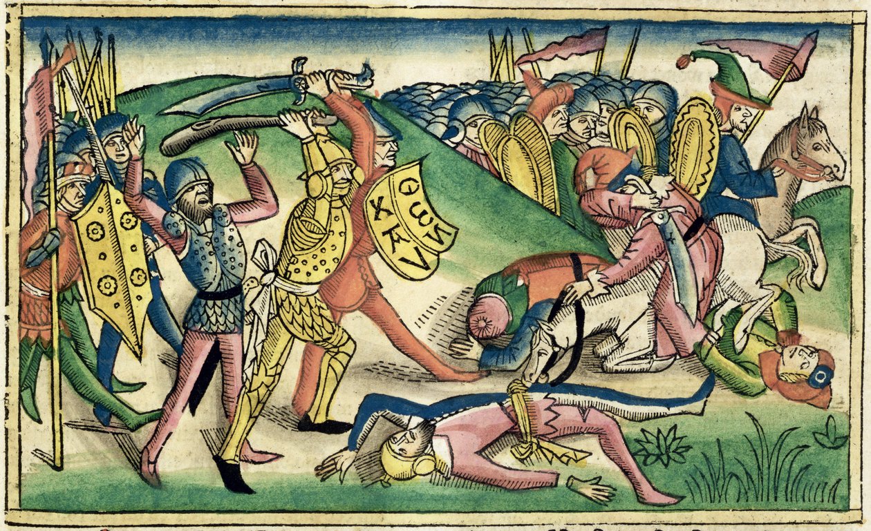 I Kings 15 16 Háború Asa és Baasha között, a Nürnbergi Bibliából (Biblia Sacra Germanaica) (színes fametszet) alkotó: German School