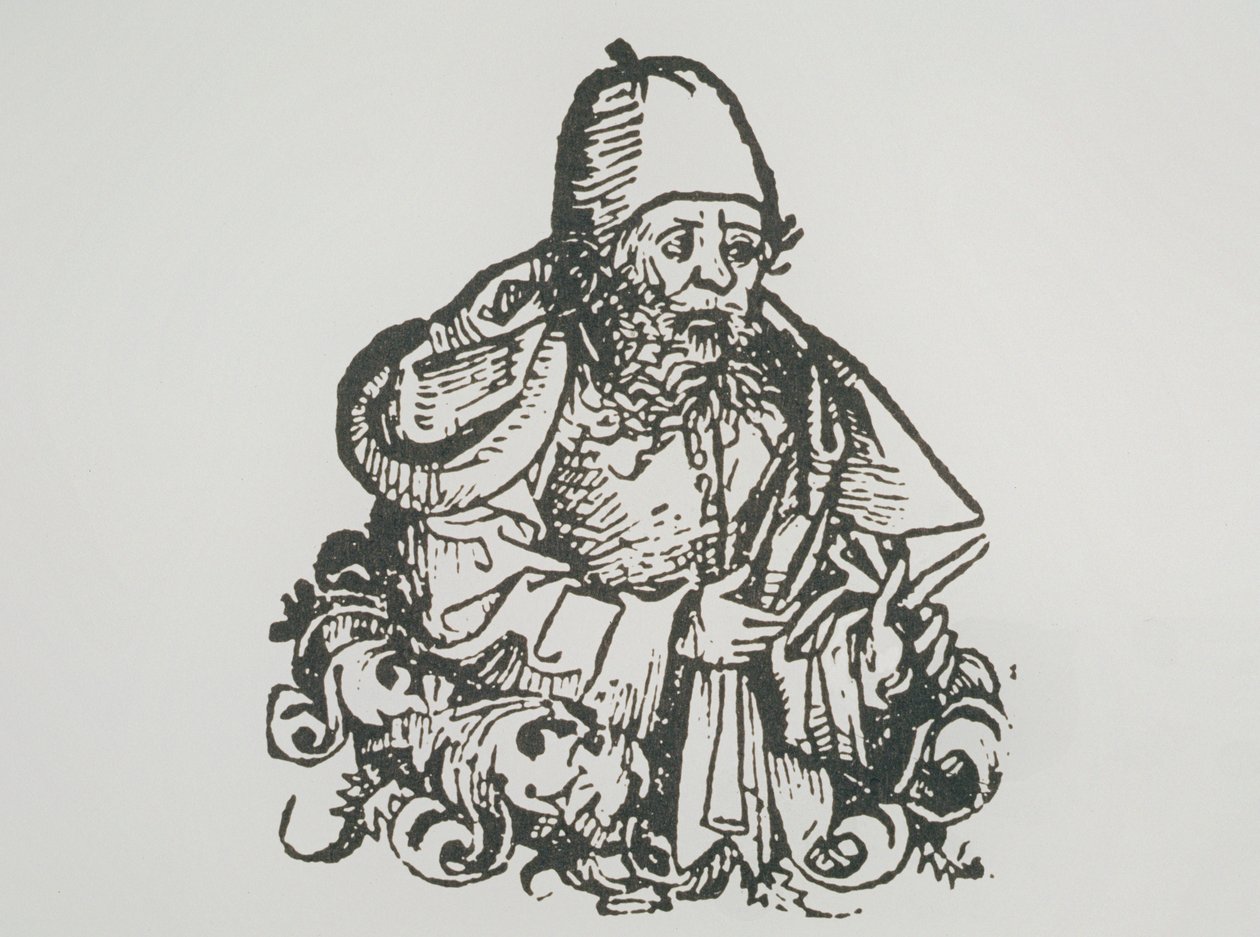 Guido Bonatti ideális portréja, Hartmann Schedel Liber Chronicarum illusztrációjának másolata, 1493, A mágiatörténet 19. század végén alkotó: German School