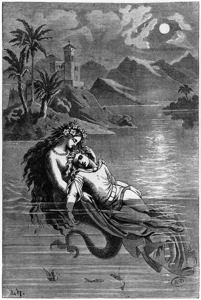 Illusztráció: A kis hableány a tündérmesékből, Hans Christian Andersen (1805-75) 1869 alkotó: German School