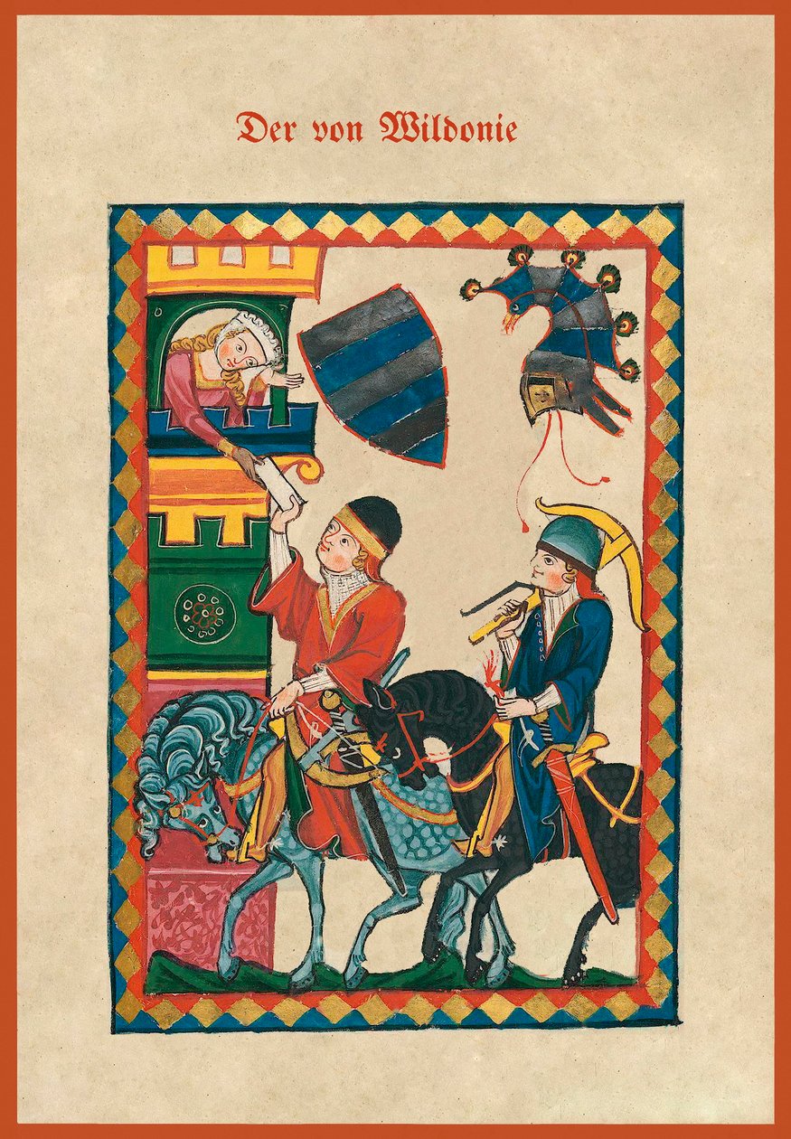 Illusztráció egy középkori daloskönyvből alkotó: German School