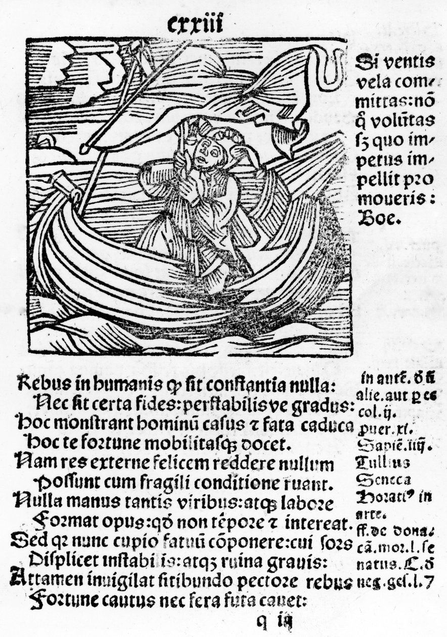 Illusztráció a Stultifera halandó hajóról, Sebastian Brant, nyomtatta Johannes Schenspenger, 1497 (woocut) alkotó: German School