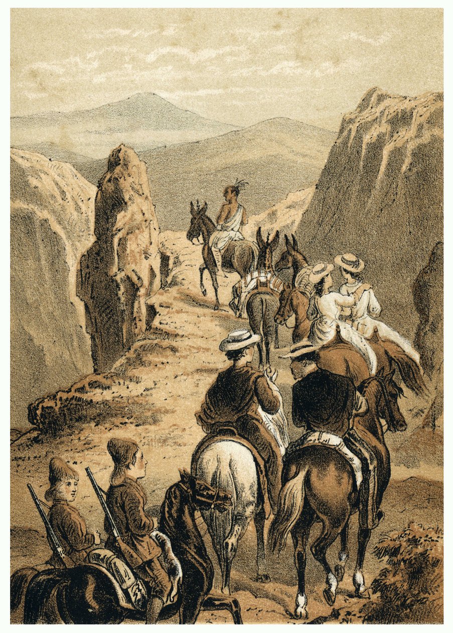Illusztráció az Amazonas európaiak általi meghódításáról. In "" De Bootslieden der Amazon-River", Karl Muller, Hollandia alkotó: German School