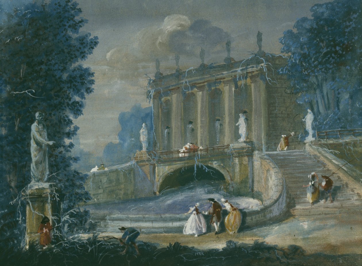 A Sanssouci palota kertjében, Potsdamban, Poroszországban (wc papíron) alkotó: German School