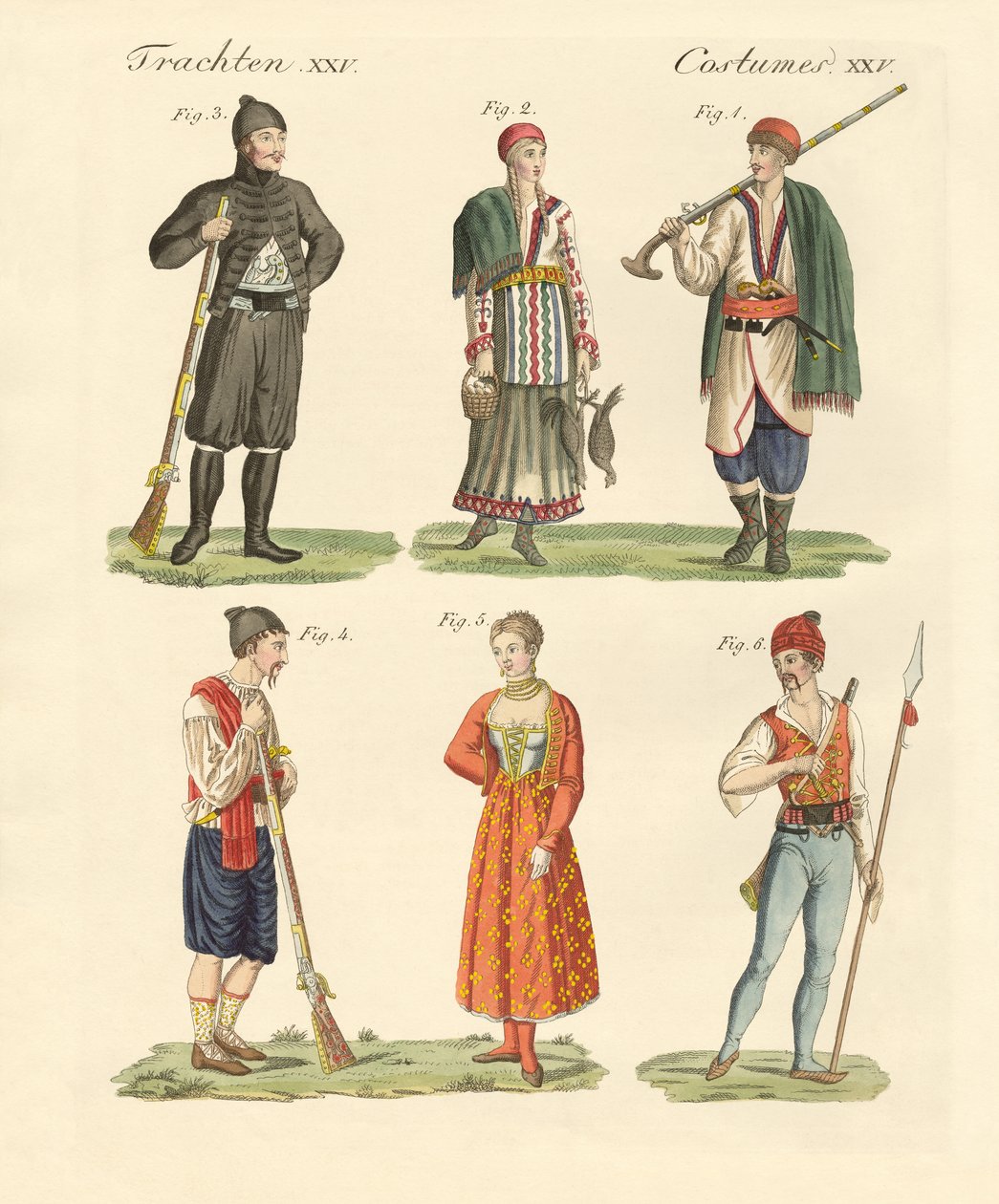 Montenegró lakosai, Albánia (színes metszet) alkotó: German School