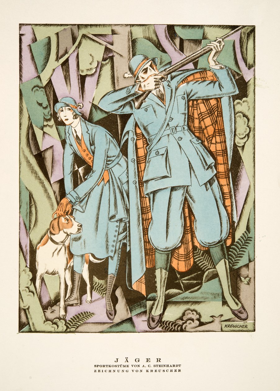 Jäger, A C Steinhardt sportruházata, Styl, pub. 1922 (pochoir print) alkotó: German School