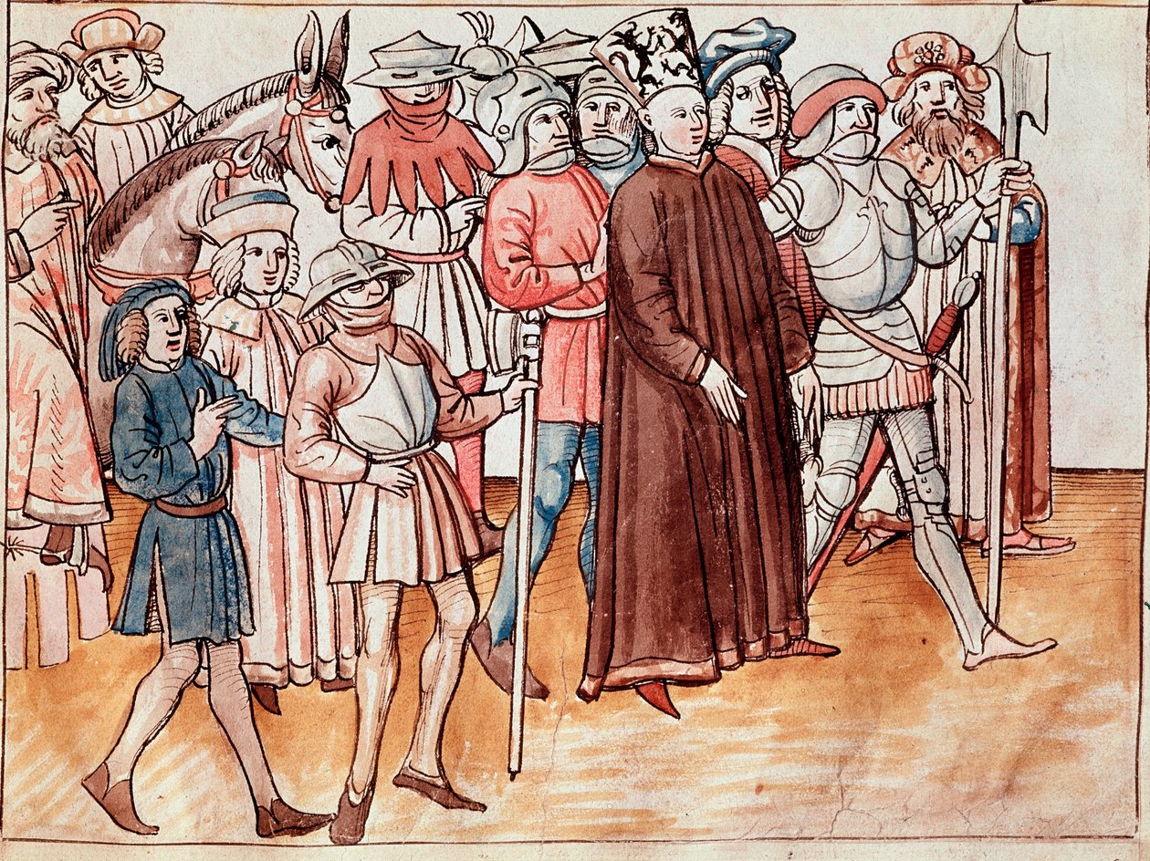 Jan Hust elfogják és máglyára ítélik (Miniature alkotó: German School