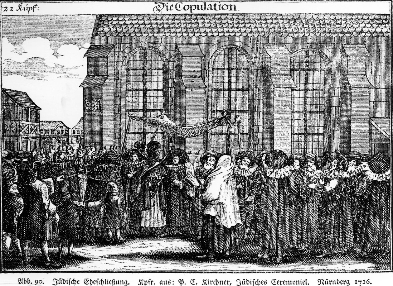 Georg Puschner zsidó esküvői körmenete a Kirchners Jüdisches Ceremonielből, 1726 alkotó: German School