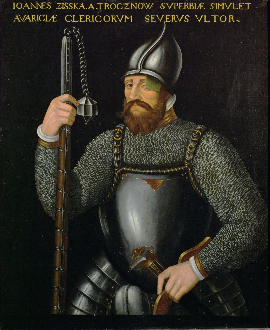 Johann Ziska von Trocnov, a csehországi husziták és taboriták vezetője, aki 1420-ban és 1422-ben két csatát nyert a császári seregek ellen ... alkotó: German School