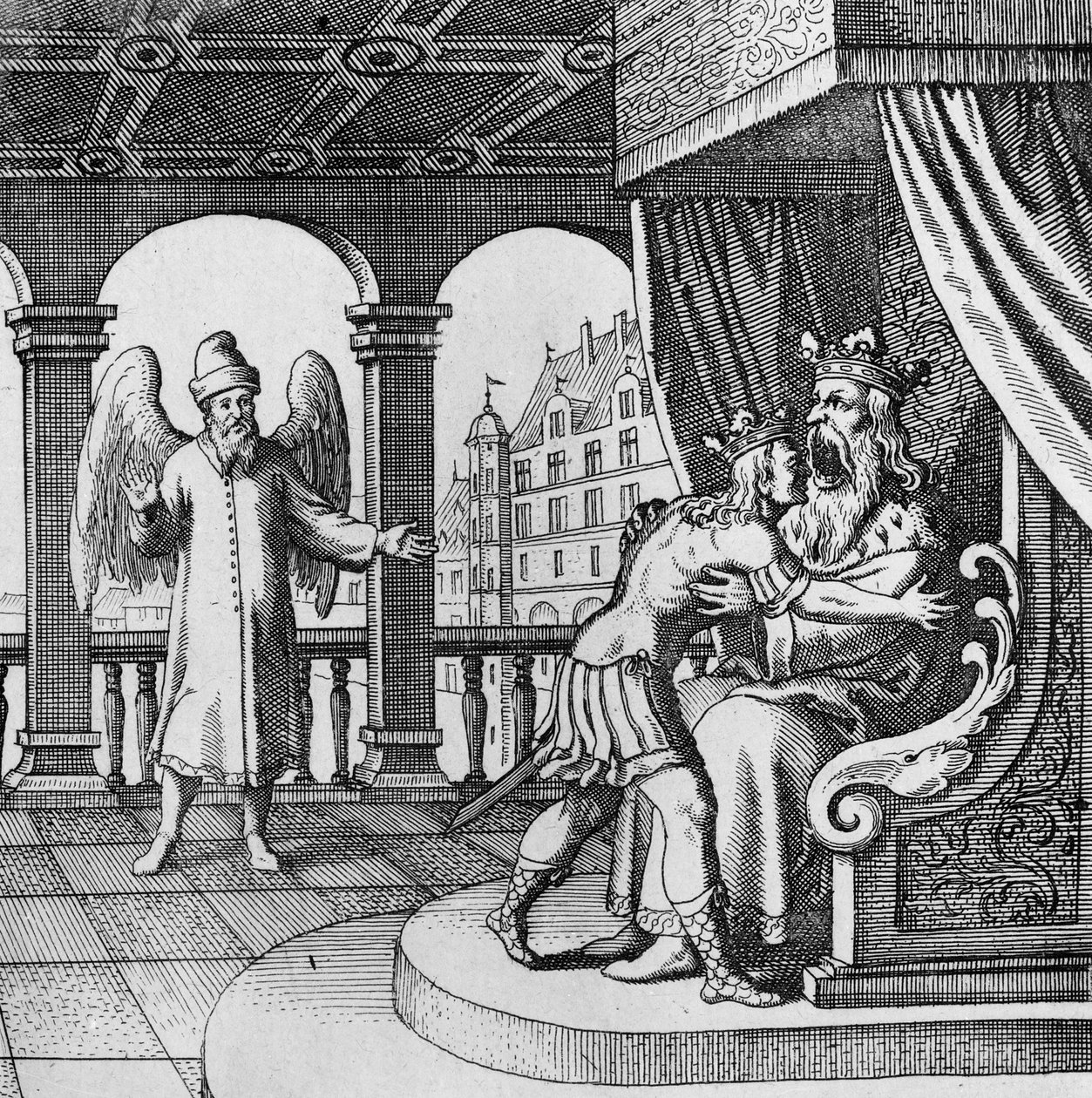 Király nagyon örült a hercegnek a Musaeum Hermeticumból való visszatérésének alkotó: German School