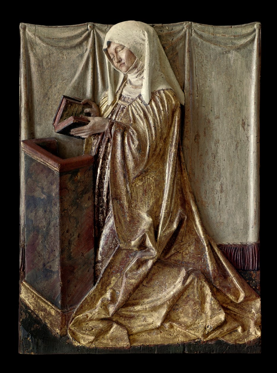 Térdelő donor Polikróm fából készült faragott oltárkép töredéke. Svábországból. 1520 kb. Párizs, Louvre Múzeum alkotó: German School