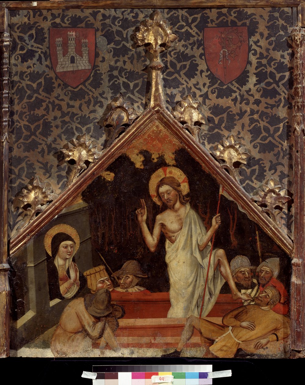 ""A feltámadás"" Festmény fára a 15. századi német iskolából. Puskin Múzeum, Moszkva alkotó: German School