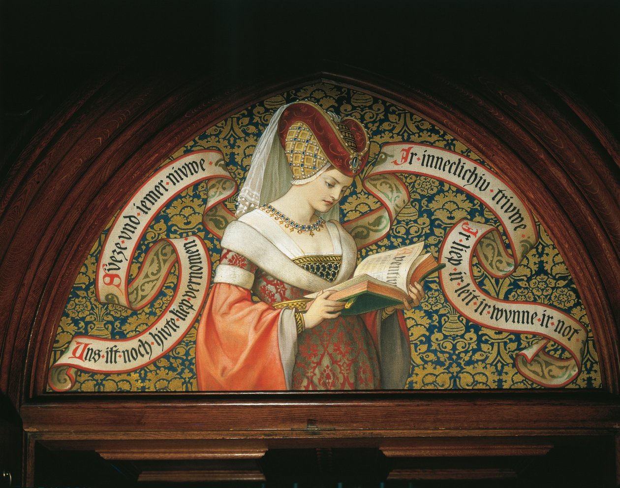 Hölgy „Tristán és Izolda”-t olvas (falfestmény) alkotó: German School