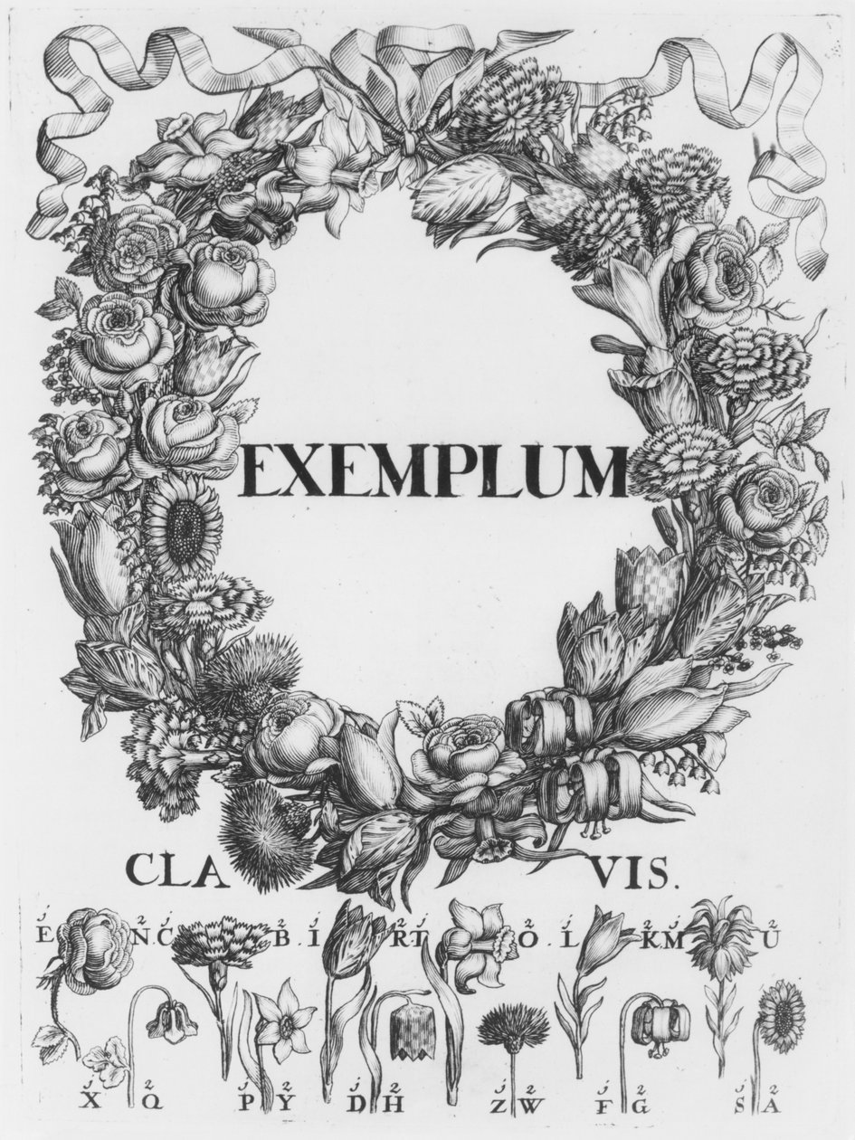A virágok nyelve, a Cryptographia illusztrációja vagy Johann Balthasar Friderici titkos forgatókönyvei, Hamburgban, 1685 alkotó: German School