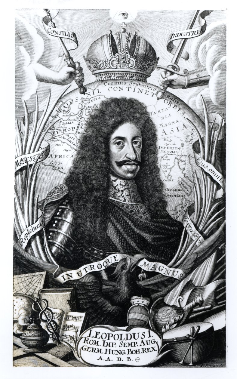 I. Lipót (1640-1705), magyar király és római római császár, vésette Philipp Kilian (1628-93) alkotó: German School