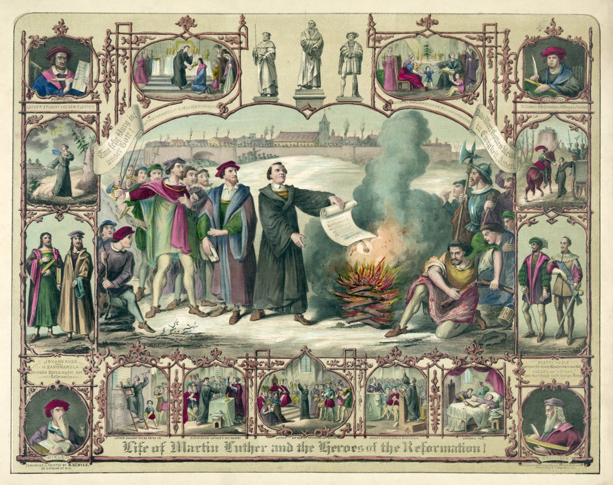 Luther Márton élete és a reformáció hősei!, kocsma. 1874. alkotó: German School