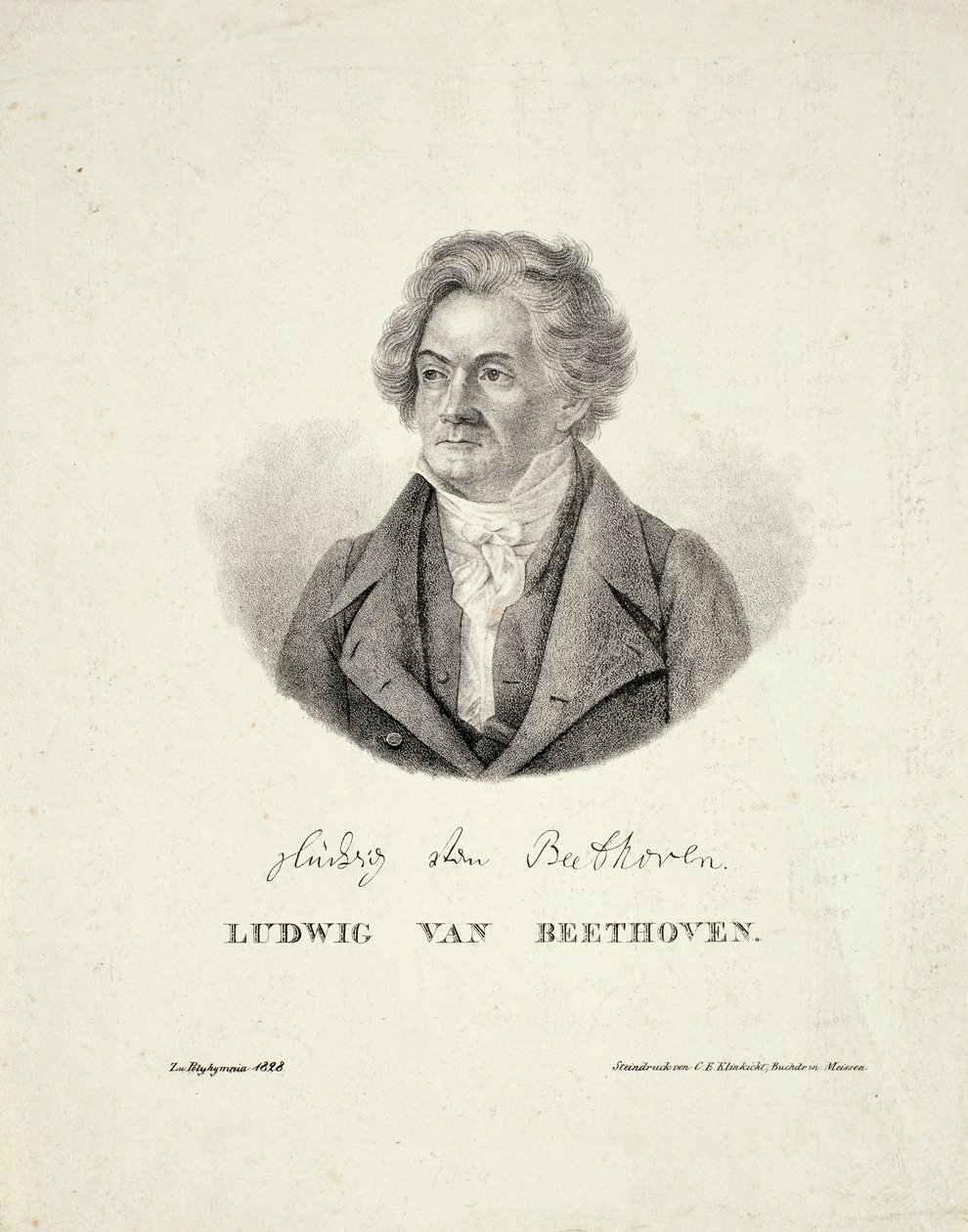 Ludwig van Beethoven (1770-1827) metszetét C.F. Klinkicht alkotó: German School