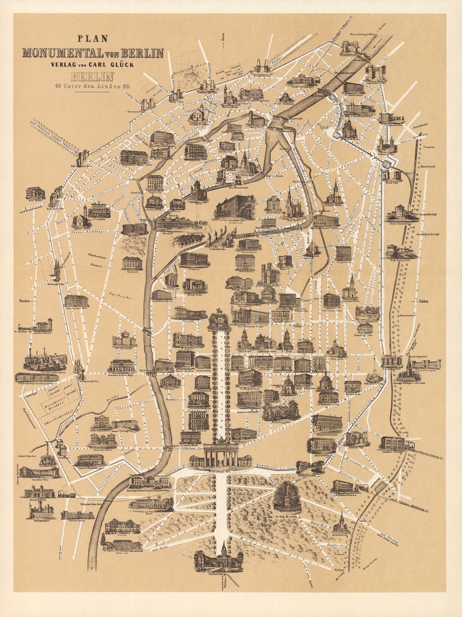 Berlin térképe, kiadó: Carl Glueck Verlag, Berlin, 1860 alkotó: German School