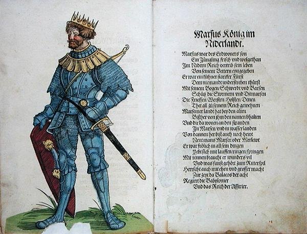 Marcus, Hollandia királya, "A német nemzet első tizenkét régi királyának és hercegének eredete" című könyvből. alkotó: German School