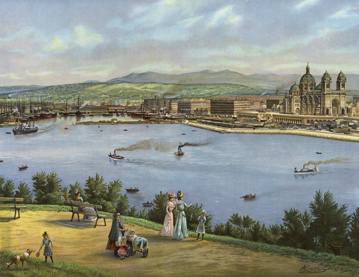 Marseille, Franciaország (chromolitho) alkotó: German School