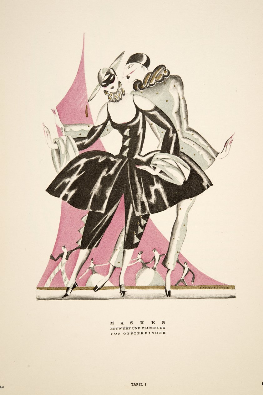 "Masken": tervezte és rajzolta Offterdinger, Styl, kiadó 1922 (pochoir-nyomat). alkotó: German School