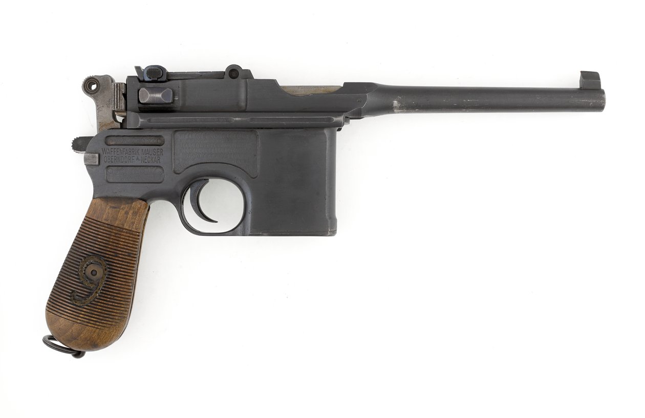 Mauser C96 9 mm-es öntöltő pisztoly, Export modell 9 mm-es Parabellumra átalakítva (pisztoly, öntöltő, Mauser, 9 mm-es C96 átalakítás) alkotó: German School