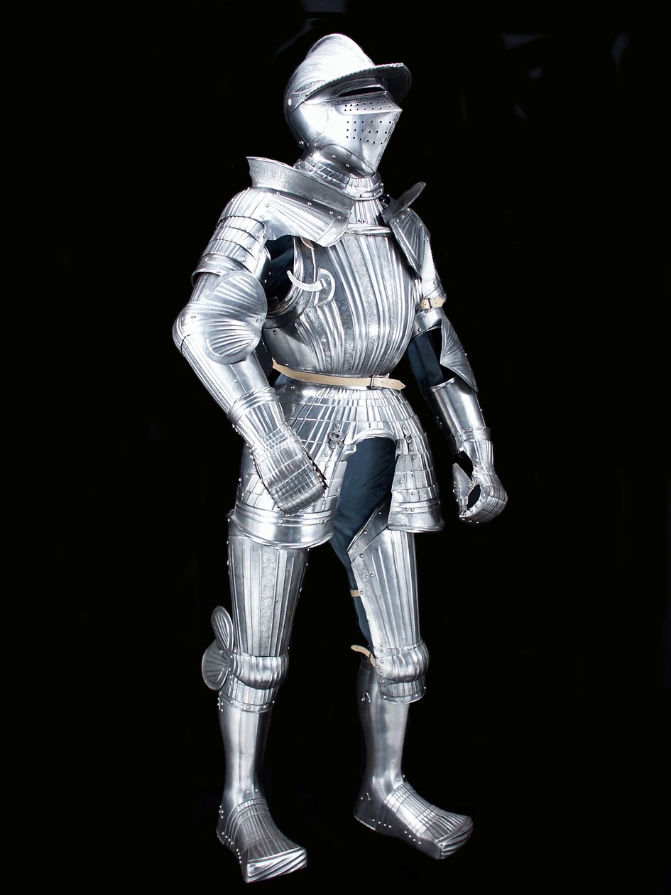 A "Fico" csoport "Maximilian" terepi páncélzata a hozzá tartozó sisakkal, 1525–1530 körül, díszítve 1805 körül (maratott acél modern bőrrel és restaurációkkal) alkotó: German School
