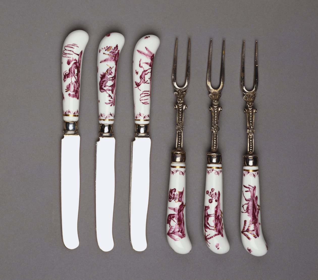 Meisseni kés- és villanyél, 1735 körül (porcelán) alkotó: German School