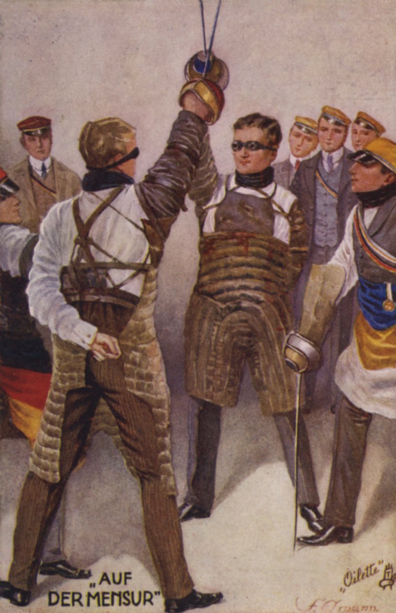 Mensur (színes litográfia) alkotó: German School