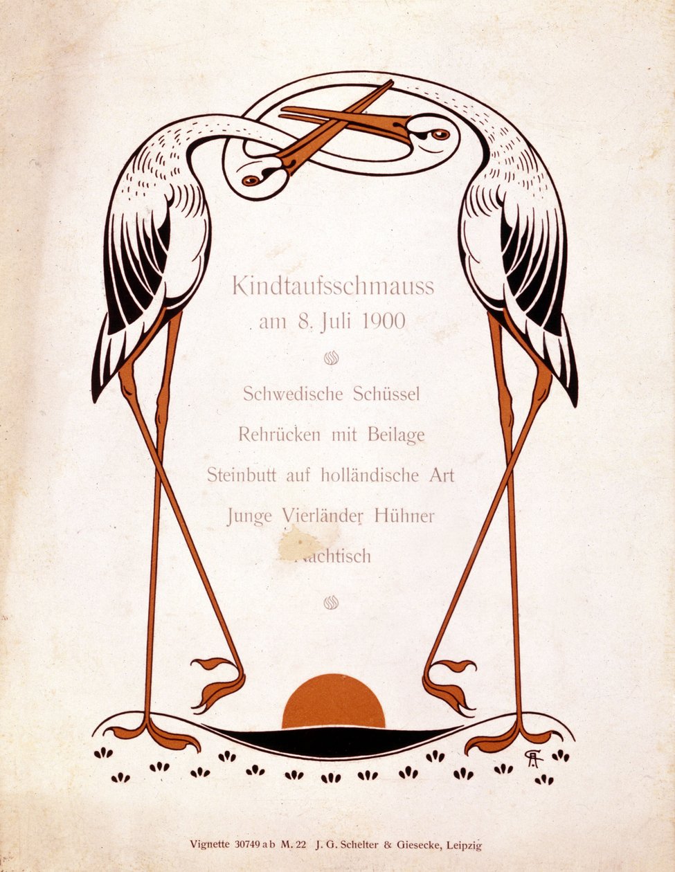 Menü a keresztelő étkezéshez. Németország, 1900.08.07. alkotó: German School
