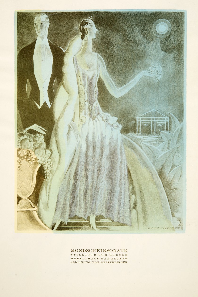 Mondscheinsonate, Wiener által stilizált ruha, Styl, 1922-es kiadás (pochoir print) alkotó: German School